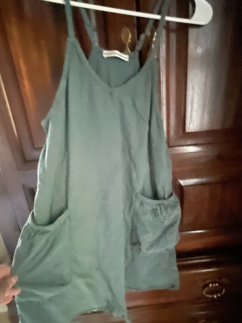 Zenana Outfitters Olive Green romper with Front Pockets